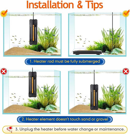 hygger 300W Aquarium Heater with Controller, Adjustable & Submersible Fish Tank Heater with Digital Display Safety Triple Protection Beeping Alarm for Saltwater and Freshwater 40-80 Gallon