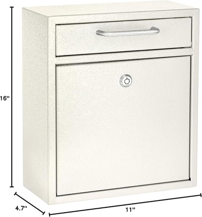 AdirOffice Ultimate Drop Box Wall-Mounted Mailbox - Hanging Secured Postbox - Durable Spacious Key - Perfect for After Hours Deposits Payments Key and Letter Drops (White, Large) (White, Large)