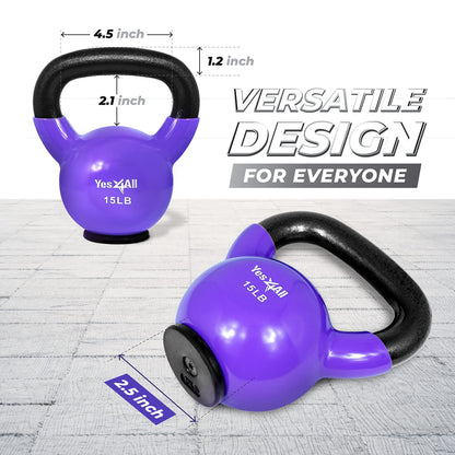 Yes4All Kettlebells Rubber Base, Kettlebell Set for Women, Strength Training Kettlebells Weights (10-65 lbs)