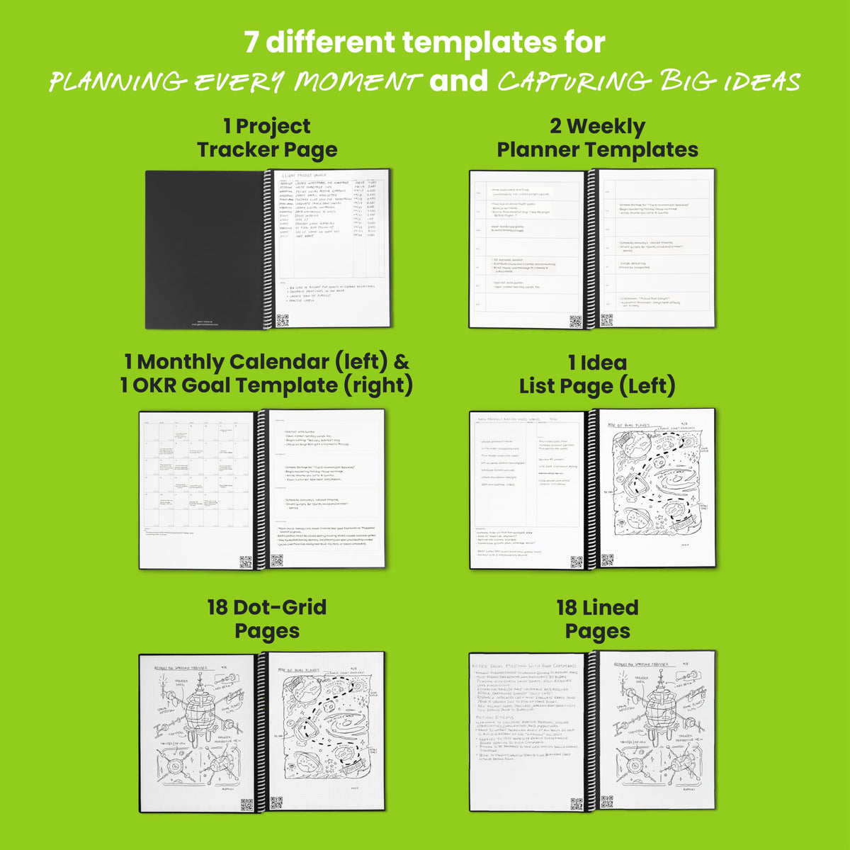 Rocketbook Fusion Hybrid Reusable Planner and Notebook in One, Additional Blank Pages, Goal and Project Tracker, Undated Planner, Executive Size 6x8.8, Black (Pack of 1)
