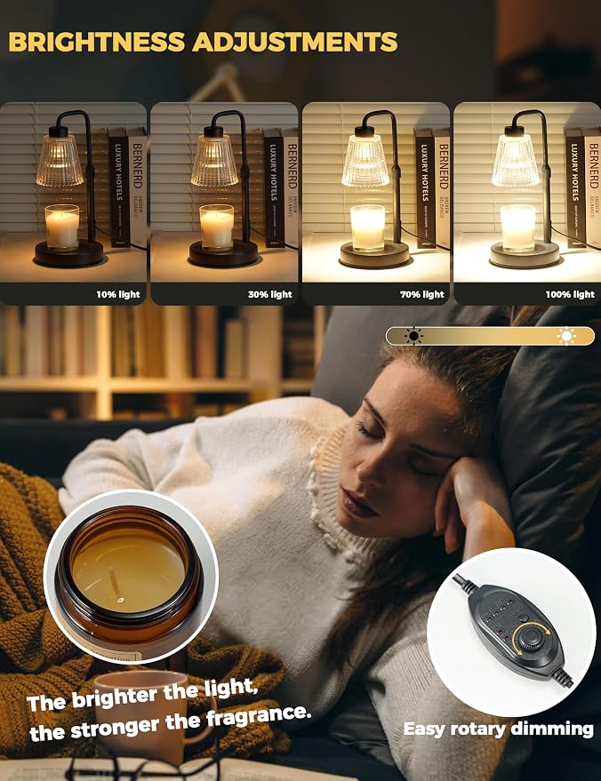 GODONLIF Candle Warmer Lamp with Cycle Timer, Birthday Gifts for Women Mom Her, House Warming Gifts New Home Room Decor, Wax Melt Warmer for Jar Candles with 2 Bulbs