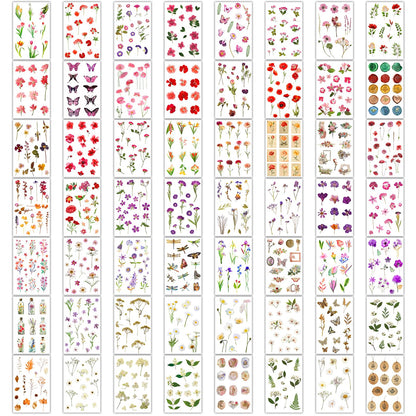 Arme Flower Stickers for Scrapbooking(1466+ Pieces, 110 Sheets), Floral Sticker, Pressed Flower Sticker, Valentine's Day Journaling Stickers for Scrapbooking Supplies, Junk Journal Supplies