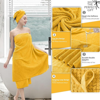8 Piece Bathroom Towel Set |2 Oversized Bath Towels, 2 Hand Towels, 4