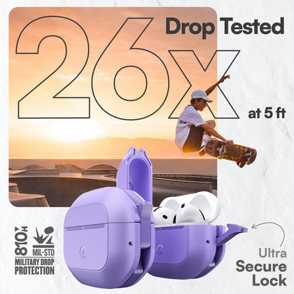 Keybudz for Waterproof AirPods 4 Case with Lock - IP68 Waterproof and Dust Proof, Shockproof Protector, Heavy Duty Rugged Protection, Drop Proof Hard Cover for AirPods 4th Gen (Wild Lavender)