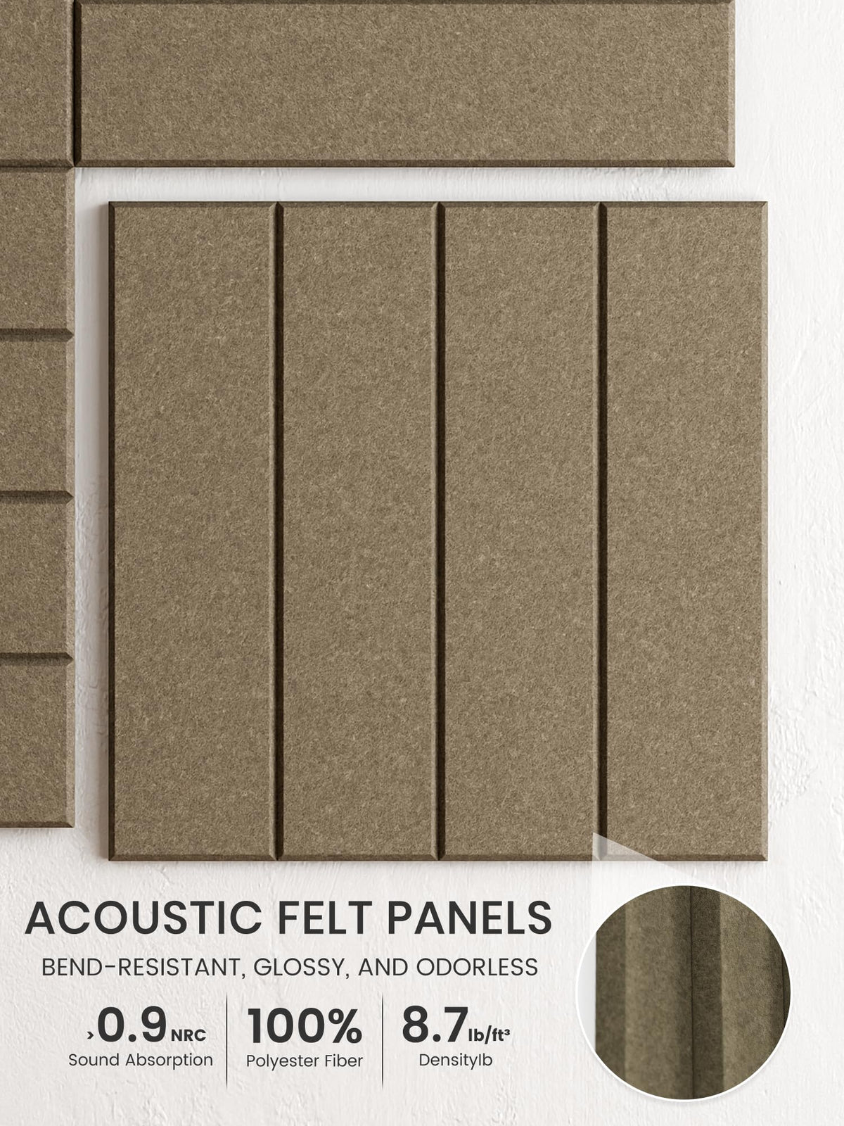 Bumusty Large Cork Board Alternative-36 x 24" Felt Bulletin Board Tiles, with 30 Pushpins, 40 Adhesive Tabs, Bold-Stripe 6-Pack, Cork Boards for Office Push Pin Board Felt Board-Earth Brown