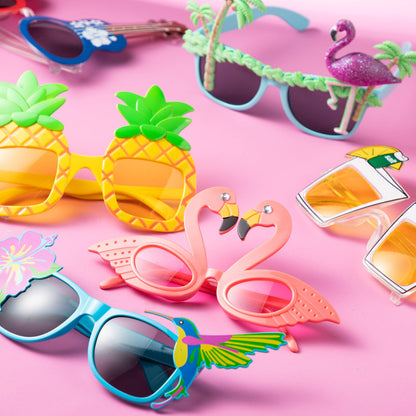JOYIN 12 Pieces Luau Party Glasses and 12 Pieces Hawaiian Leis, Flowers Leis Garlands Novelty Sunglasses, Tropical Birthday Summer Beach Party Decoration Supplies