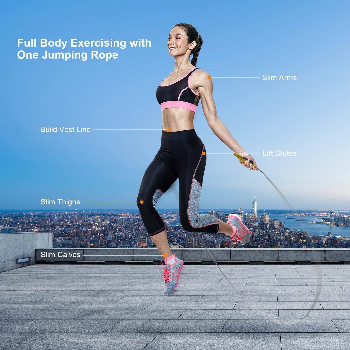 Jump Rope, High Speed Weighted Jump Rope - Premium Quality Tangle-Free - Self-Locking Screw-Free Design - Jump Ropes for Fitness - Skipping Rope for Workout Fitness, Crossfit & Home Exercises