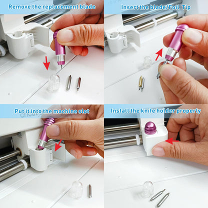 2 Pack Cutting Blades + Housing & Foil Transfer Kit for Cricut Joy/Joy2/Xtra，Cut a Wide Variety of Materials. Foil Transfer Tool Makes it easyto Embellish Insert Cards (Bule)