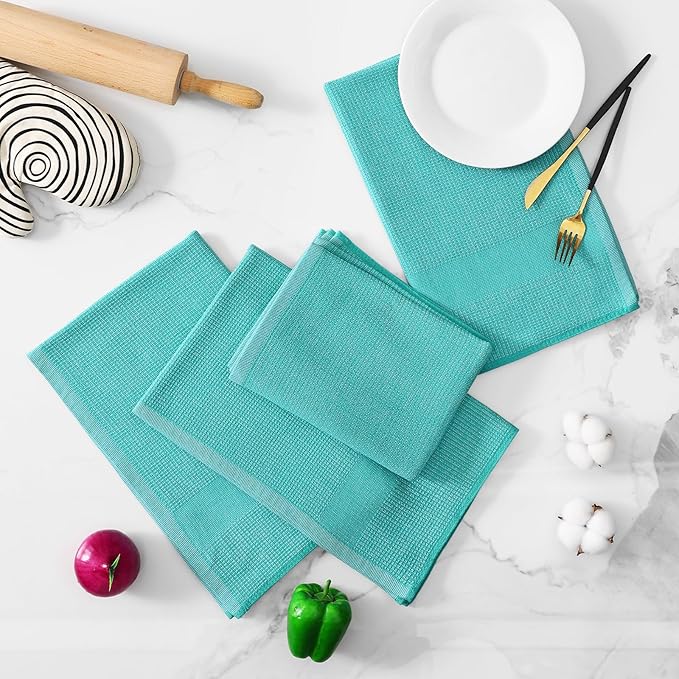 Homaxy Premium Kitchen Towels, Large Cotton Kitchen Hand Towels, Flat and Terry
