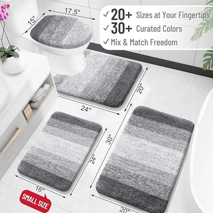 OLANLY Bathroom Runner Rugs Mat 59x20, Extra Soft Absorbent Microfiber Bath Rugs, Rubber Backing, Quick Dry, Washable Long Bath Mats for Bathroom Floor, Tub and Shower, Home Decor Accessories, Grey