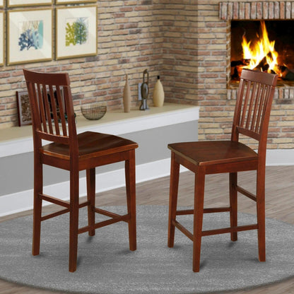 East West Furniture Vernon 11" Wood Counter Stools in Mahogany (Set of 2)