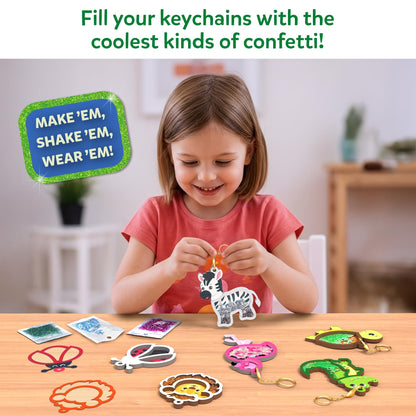 Skillmatics Shake-its – Glitter Craft Kit for Kids, DIY Animal Arts & Crafts with Keychains, Mess-Free Activity, Travel Toy, Birthday Gift for Girls & Boys Ages 4, 5, 6, 7, 8, 9