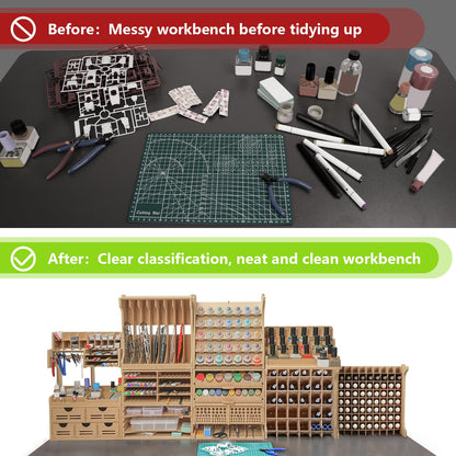 Bucasso Paint Rack Organizer with 49 Holes Suitable for 10ml TAMIYA/10ml MR HOBBY/18ml MR HOBBY, Model Tool Storage with MDF Material, Craft Paint Holder Rack GK13