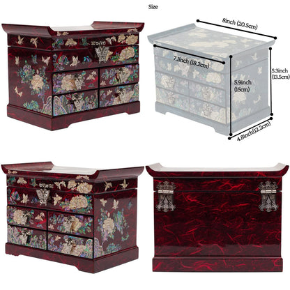 February Mountain Mother of Pearl Wooden Jewelry Organizer Box – Jewelry Storage Box for Women, Features Spacious Drawers, Ideal for Rings, Bracelets, Watches, Chains, Accessories