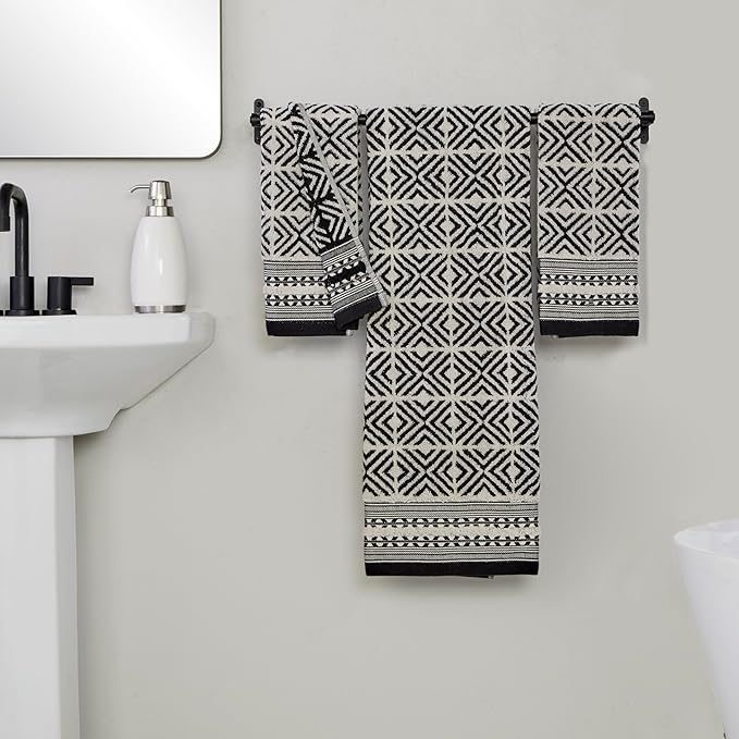 SKL Home Diamond Grid 100% Cotton Premium 2-Piece Hand Towel Set, 600 GSM