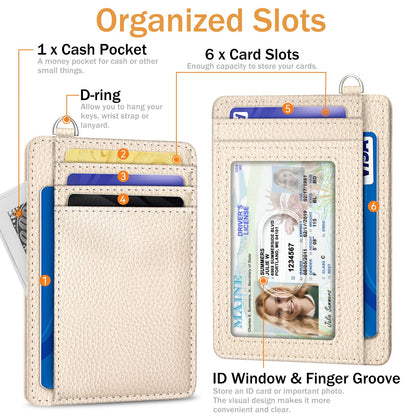 Yonlevres Credit Card Holder for Women, Slim RFID Wallet Front Pocket Small Card Holder, Travel Card Case ID Window PU Leather Cute Funny Thin RFID Blocking Card Organizer Gifts Girls Ladies