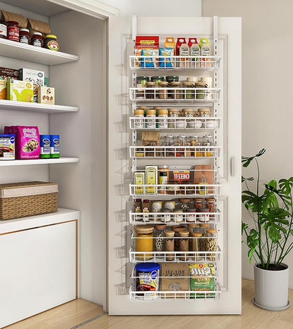 Over The Door Pantry Organizer, Wall Mount Spice Rack, Pantry Hanging Storage