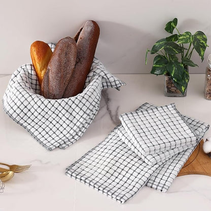 Homaxy Kitchen Towels and Dishcloths Set, 16 x 25 and 12 x 12 Inches, Super