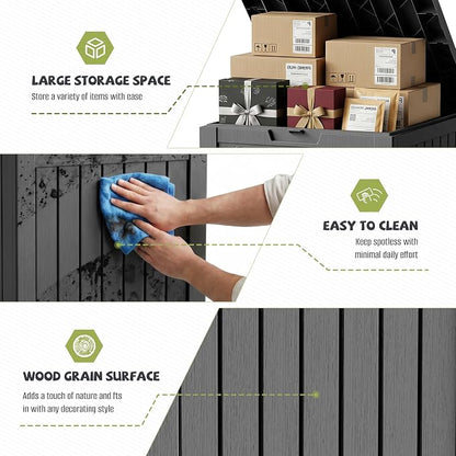 55 Gallon Package Delivery Boxes Outside Secure Waterproof Resin UV Resistant Lockable Mail Parcel Drop Mailbox Storage Deck Box for Outdoor Porch Patio Black