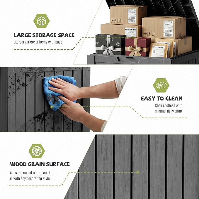 55 Gallon Outdoor Package Delivery Box Waterproof with Lockable, Weatherproof Secure Parcel Drop Box for Porch, Resin Outside Storage Boxes Black