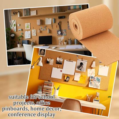 Pangda Multi-Purpose Cork Board Roll 12in x 10ft, 1/4" Thick Cork Roll for Bulletin Boards, Decorative Photo and Message Push Pin Displays Versatile for Home, School, and Office