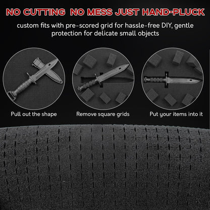 4 Pack Pick and Pluck Foam Sheets 16x12x0.5 Inch, Pre-Cut Grid Foam for Case Liner, Drawer Liner, Padding and Storage Protection