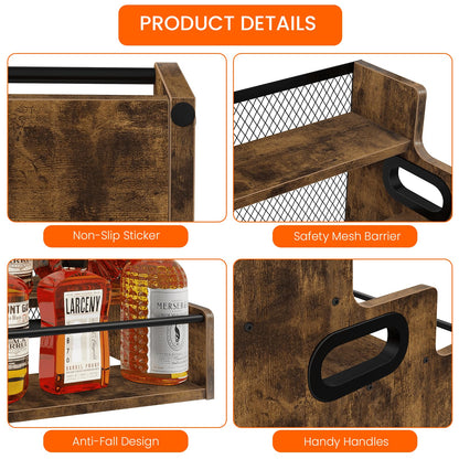 Homode Liquor Bottle Display Shelf, 3 Step Coffee Syrup Rack Organizer, Countertop Liquor Wine Rack, Mini bar, Liquor Cabinet, Home Retro Bar Shelf Stand for Whiskey Alcohol Drink