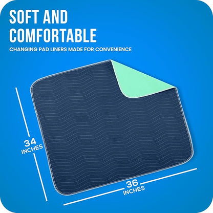 Utopia Bedding Washable Pee Pads for Dogs 34" x 36" (Pack of 4), Waterproof Incontinence Bed Pads for Adults, Elderly and Kids, Heavy Absorbency Pet Training Pads for Sofa and Couch (Navy, Green)