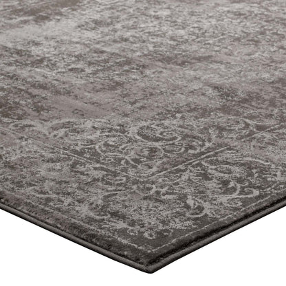Modway Gamela Rustic Vintage Ornate Floral Medallion 5x8 Area Rug In Antique Light and Dark Brown