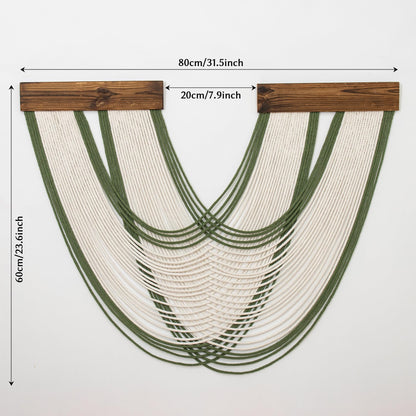 LB Boho Macrame Wall Hanging Large, Green and Beige Macrame Tapestry Wall Decor Handmade Woven Chic Bohemian Tapestry Decor for Bedroom Living Room Office Bathroom Nursery