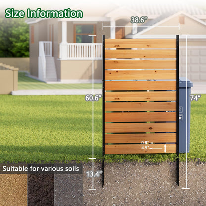 38" W×61" H Wooden Privacy Screen No Dig Outdoor Fence Panel with Metal Stakes Decorative Barrier for Trash Can Air Conditioner & Pool Equipment (Orange 1 Panel)