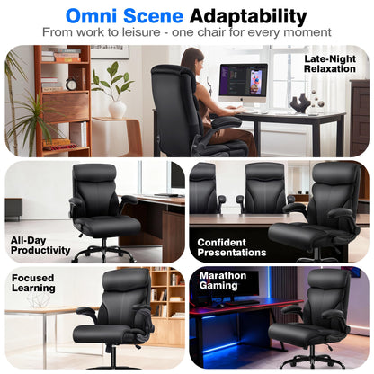 AreShark Office Chair - Executive High Back Breathable Comfy Desk Chair with Lumbar Support - Ergonomic Leather Rolling Swivel Computer Chair with Rock Function for Working Studying Gaming Relaxing
