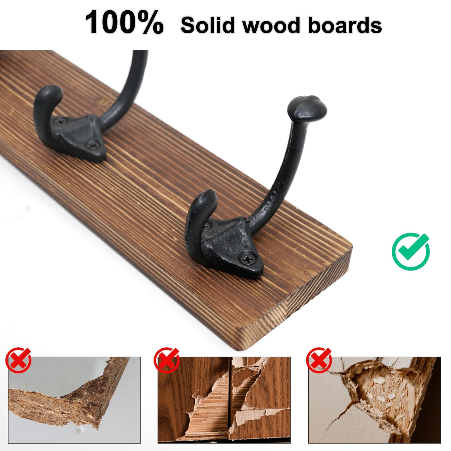 WEBI Rustic Coat Rack Wall Mount,30" Long 7 Cast Iron Coat Hooks Wall Mounted,Heavy Duty Farmhouse Wood Coat Hanger Wall Antique Vintage Hooks for Hanging Jacket,Clothes,Backpack,Brown