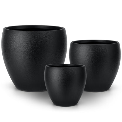 homenote Flower Pots 14.5/12/9.6 Inch,Large Plant Pots Indoor with Drainage,Plastic Pots for Plants,Garden Pots for Outdoor,Large Planters for Indoor Plants,Big Plastic Planter,Off-Black(3 Pcs)