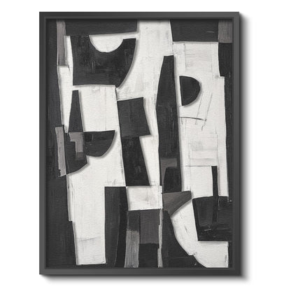 Modern Black White Abstract 3D Stacked Double-Panel Sandstone Wall Art, 12x16 Geometric Design Metal Frame Minimalist Wall Hanging, Contemporary Room Bedroom Scandinavian Office Gallery Decor