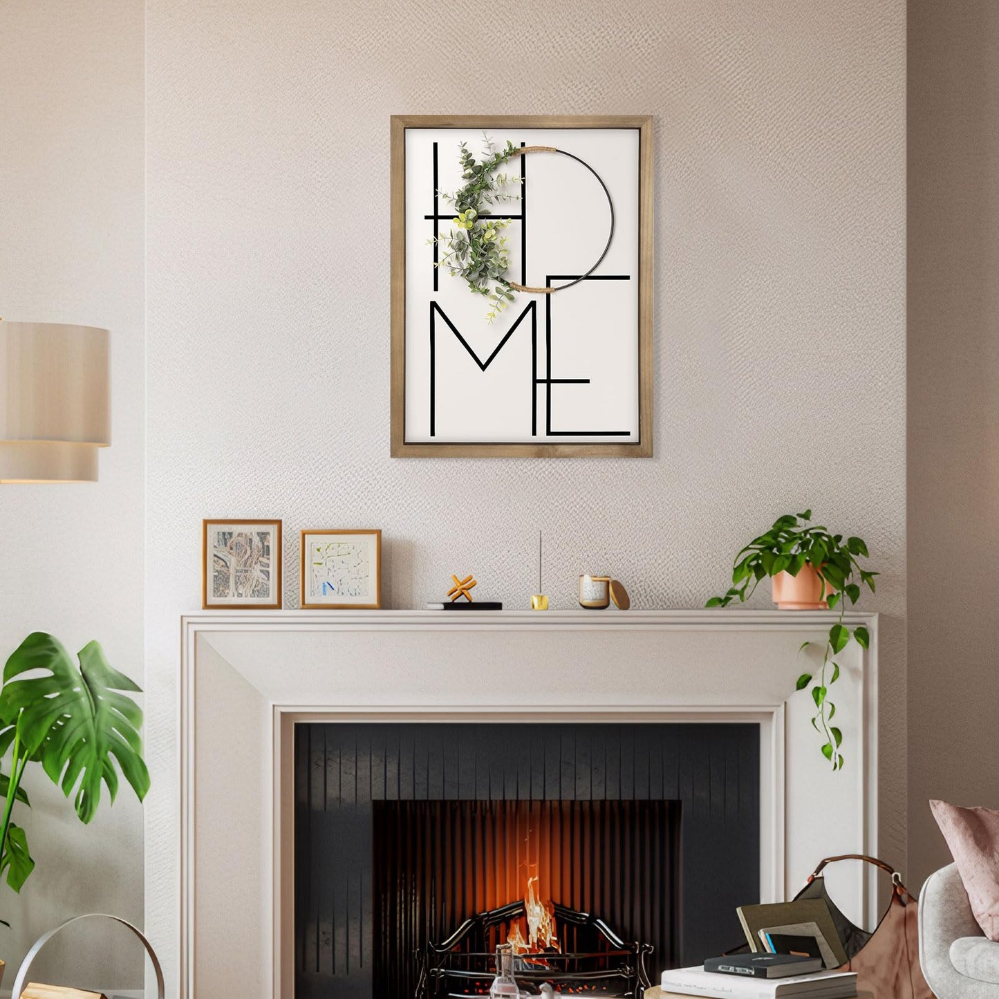 flangairy 15.7×11.8 Inch Home Sign Wall Decor, Wooden Home Letters Wall Art, Rustic House Decorations for Living Room Entryway Hallway Dining Room Farmhouse