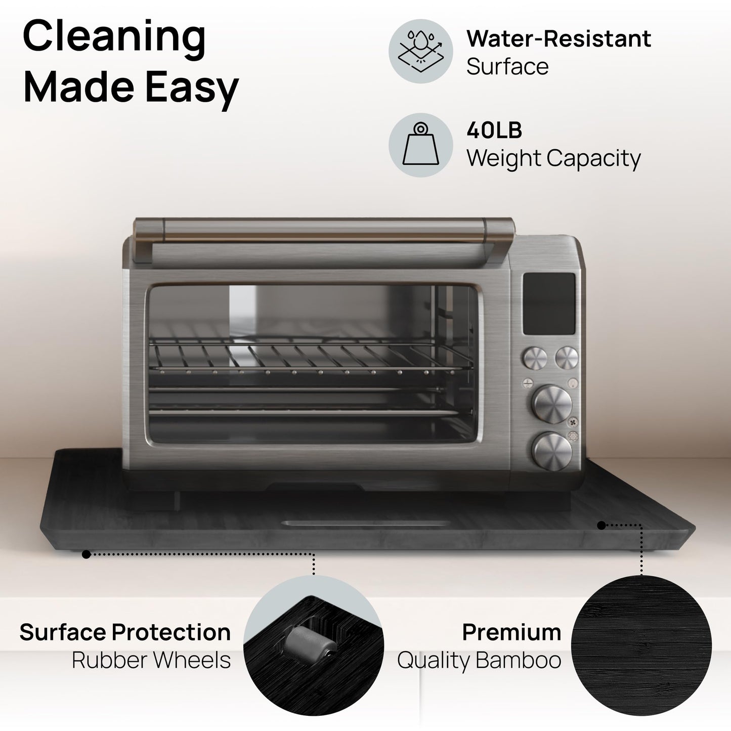 Ibyx Elegant Round Sliding Tray for Your Pressure Cooker, Air Fryer & Heavy Kitchen Appliances - Sturdy, Slides Easily from Under The Cabinet (Natural, 13”)