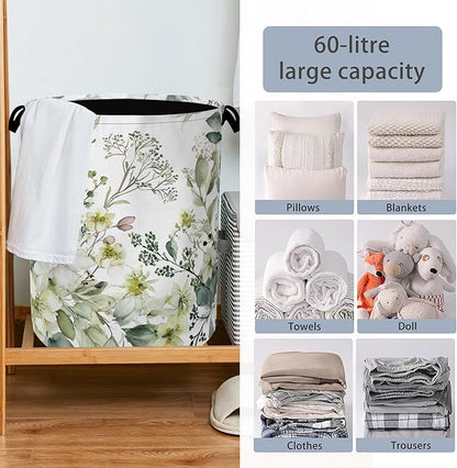 Flowers Plants HerbsLaundry Hamper, Dirty Clothes Laundry Basket