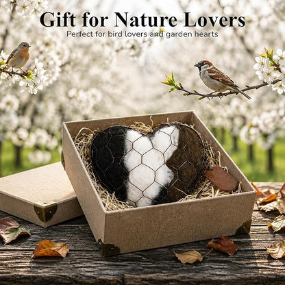 Handmade Alpaca Fiber Nesting Heart – Soft Natural Holder for Wild Birds, Garden Trees, Winter Shelter & Bird Lover Gift