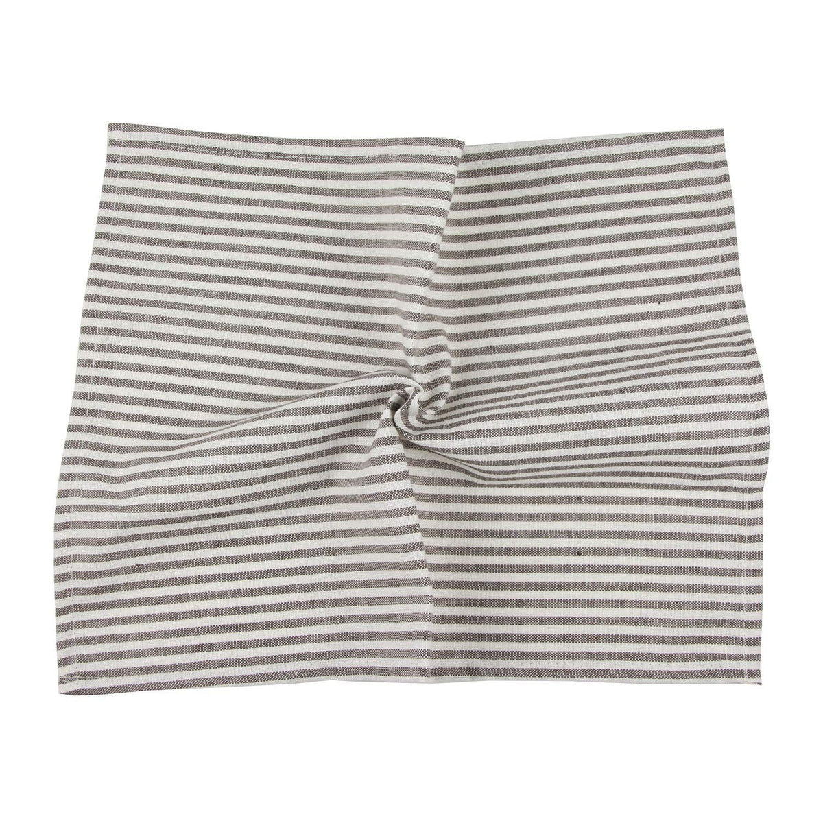 INFEI Plain Striped Cotton Linen Blended Dinner Cloth Napkins - Set of 12 (40 x 30 cm) - for Events & Home Use (Brown)