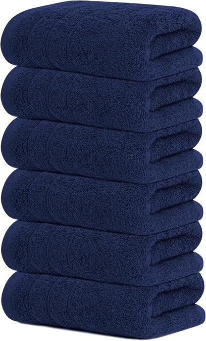 Tens Towels Pack of 6 Hand Towels, 100% Cotton, Lighter Weight, Quick to Dry