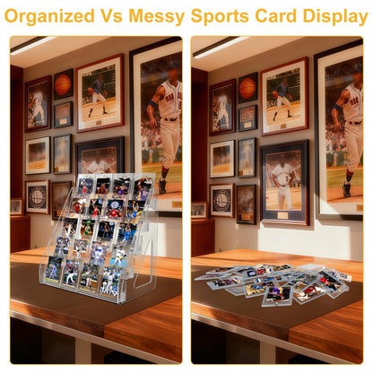 2 Pack Trading Card Display Stand, Greeting Card Display Stand, Cards Stands for Sports Baseball Graded Psa Slab Cards Displays Stands, Bookmark Postcard Sticker Holder Displays Standed Shelf, 5 Tier