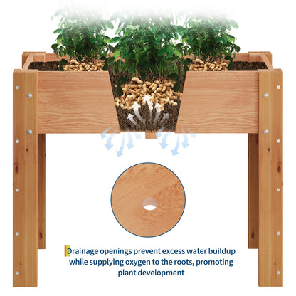 34x18x30IN Wooden Raised Garden Bed with Legs, Elevated Reinforced Large Planter Box for Vegetable Flower Herb Outdoor, Standing Growing Bed for Gardening/Backyard/Patio/Balcony, Liner Included