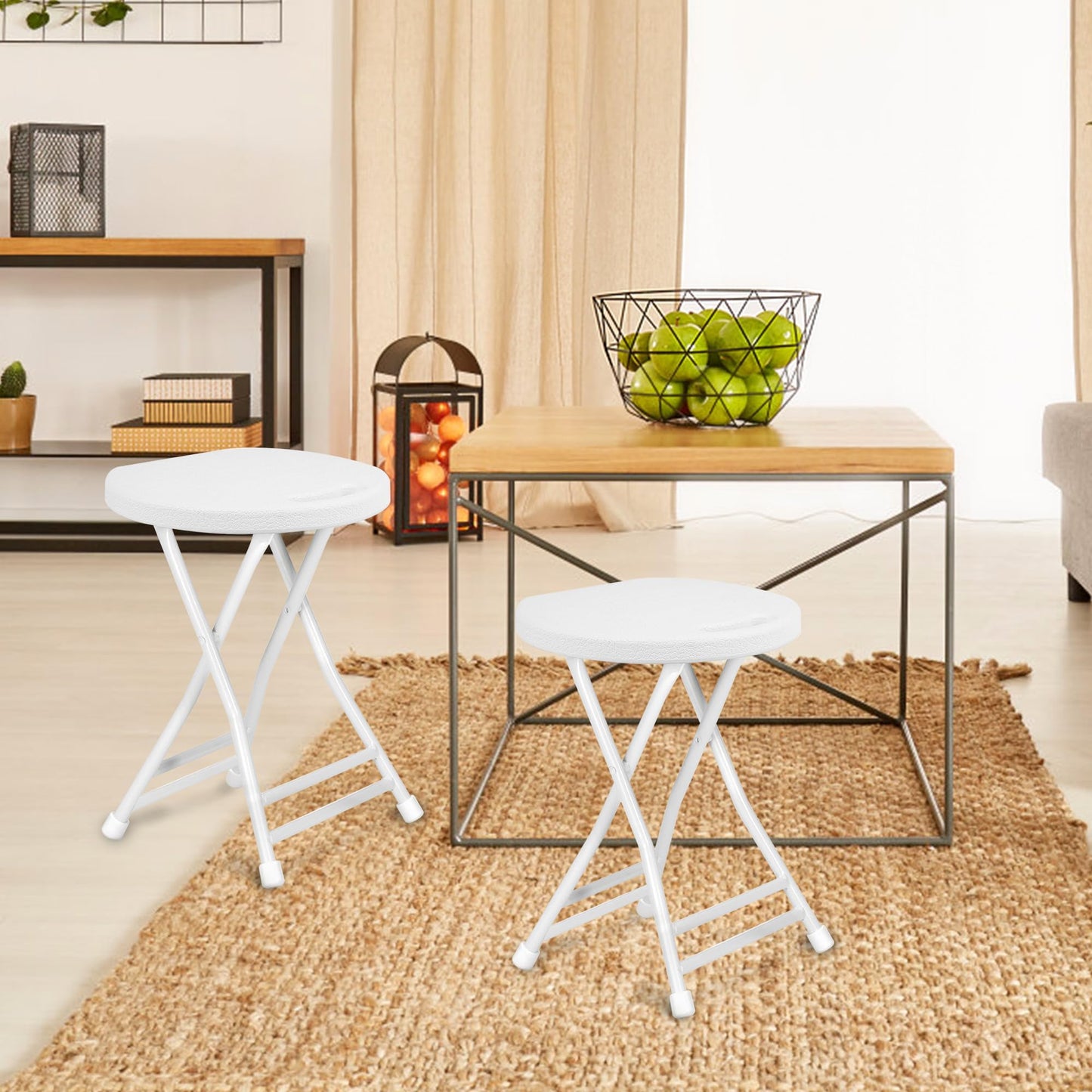 COOZMENT Folding Stool with Handle, Folding Chair,Folding Bar Stool with Non-Slip Feet,Indoor and Outdoor Foldable Stool for Adults(13"×11.5"×18")