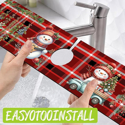 Chrismas Sink Faucet Absorbing Mat Christmas Sink Splash Guard Drying Mat