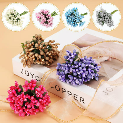 PATIKIL Mini Artificial Pip Berry Picks Bunch, 144Pcs Fruit Flower Stamens for Craft DIY Wreaths Wedding Floral Arrangements Decoration, Army Green