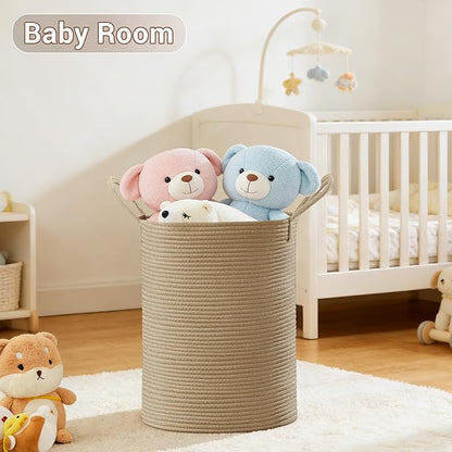 Tall Laundry Basket with Handles, 58L Portable Dirty Clothes Hamper, Boho