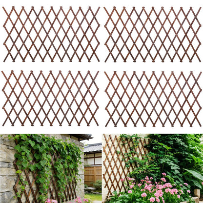 4Pcs Expandable Garden Trellis, 38" x 89" Large Wooden Lattice Fence Wall Panel Lattice Trellis for Climbing Plants Outdoor Ivy Vine Rose Clematis for Garden Patio Room Decor (4Pcs Brown)