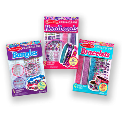 Melissa & Doug Design-Your-Own Jewelry-Making Kits - Bangles, Headbands, and Bracelets DIY Jewelry, Decorate with Stickers, Bracelet and Headband Crafting Set for Kids Ages 4+