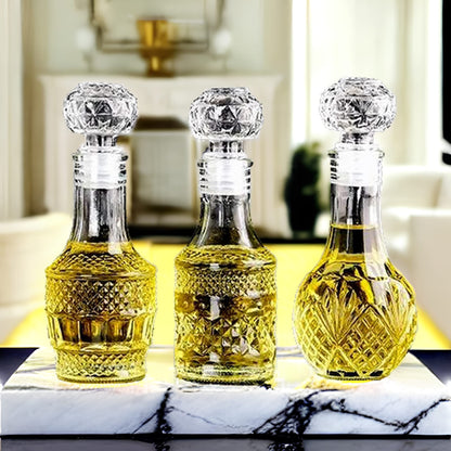 JQWIN AlifordGlass Mini Glass Bottles with 6 Different Shapes Can be Used for Self-Made juicing, Wine Bottles or Whiskey Decanter